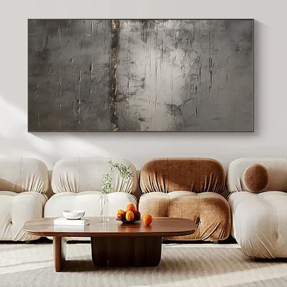 Gray with Textured Layers "Industrial Echo" Abstract Painting On Canvas PS1365