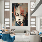 Abstract Contemplation Cubist - Inspired Face, Painting On Canvas PT2158