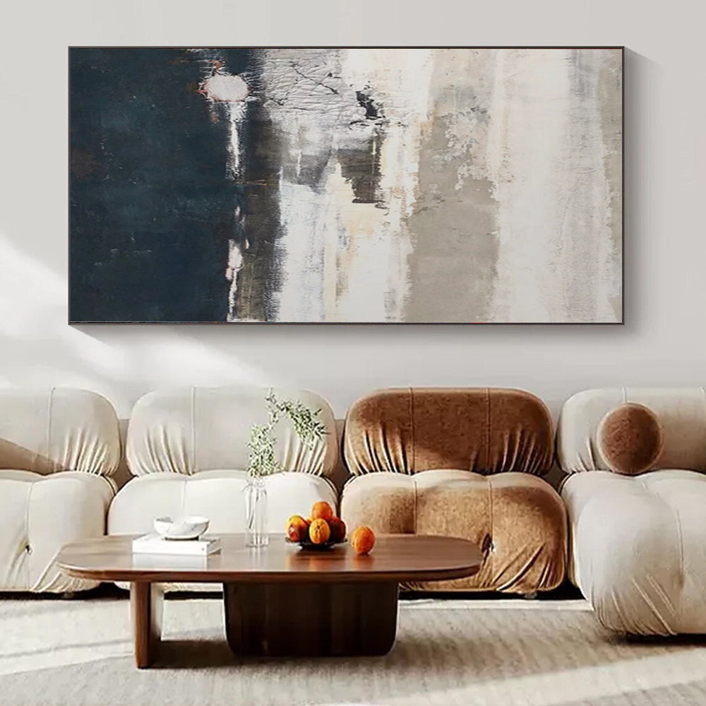 “Gray - White - Blue Textured Seaside” - Dreamy Abstract Painting On Canvas PS0131