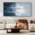 Blue, Gray and White with Flowing Drips "Oceanic Drift" Abstract Painting On Canvas PS1138