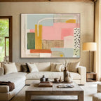 “Pastel Geometric Collage” - Modern Abstract Painting On Canvas PT204