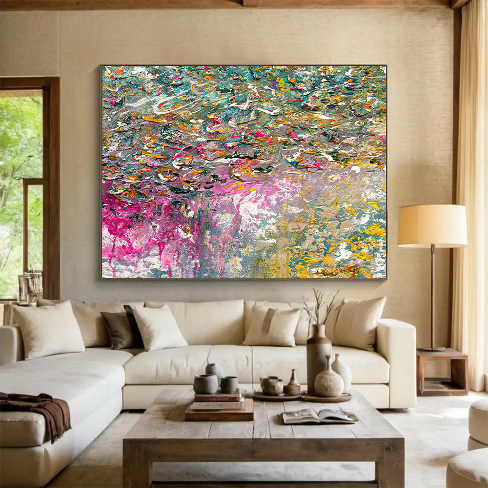 “Color - Drenched Textured Field” - Textured Oil Painting on Canvas DKS920