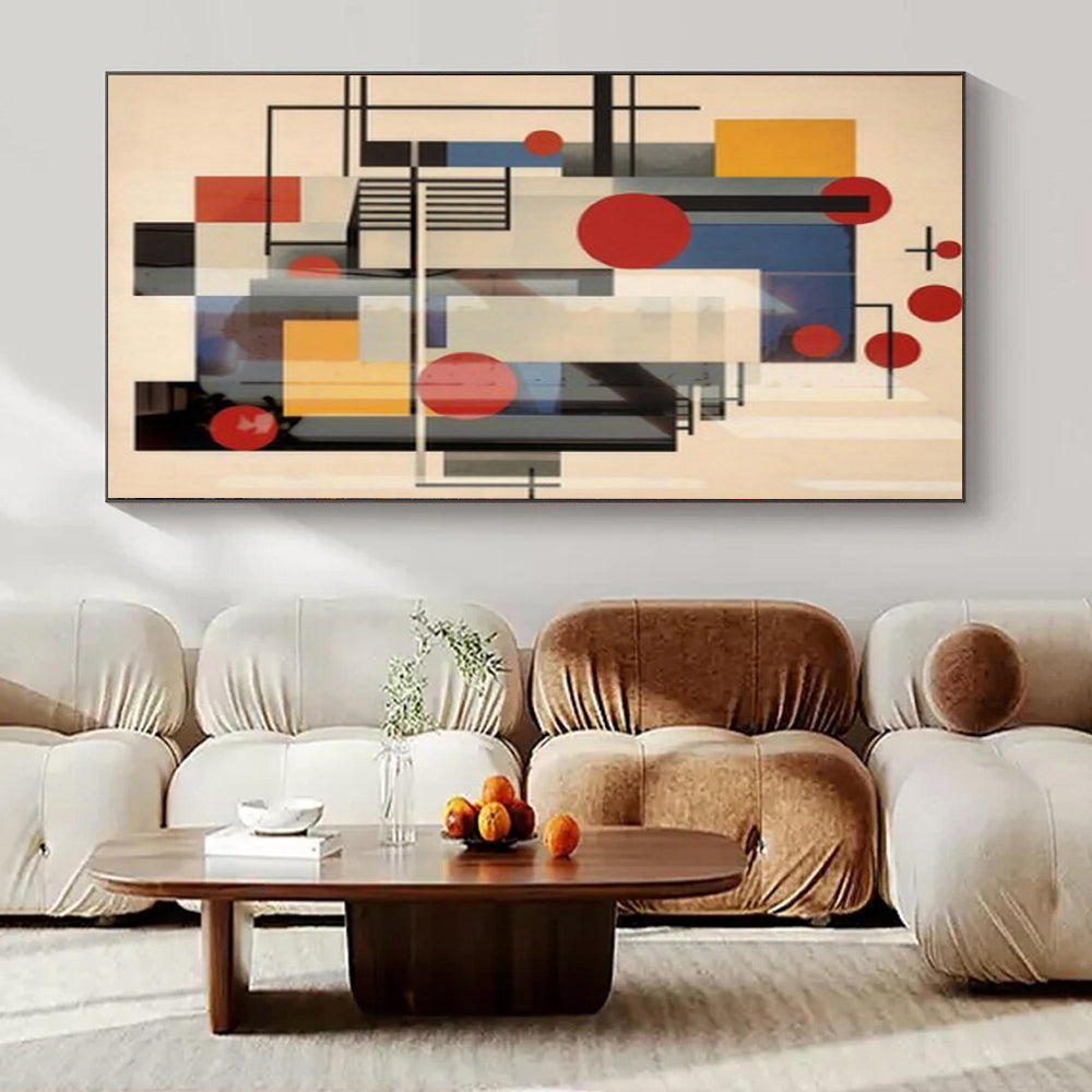 Colorful Geometry, "Constructivist Collage" – Abstract Geometric Painting On Canvas PS1042