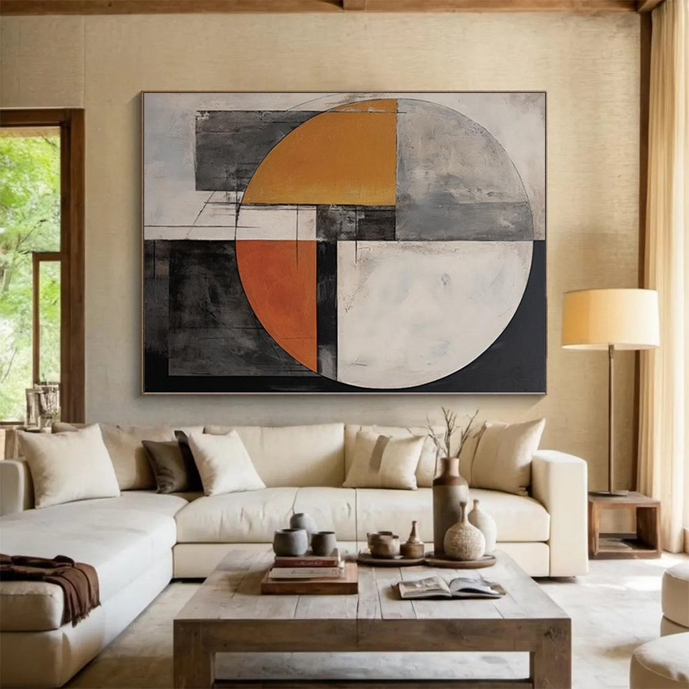 “Circular Geometric Abstract in Warm Tones” - Geometric Abstract Painting On Canvas PS0247
