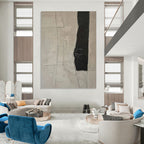 “Grey - Black Geometric Fragment” - Minimalist Abstract Painting On Canvas PT1158