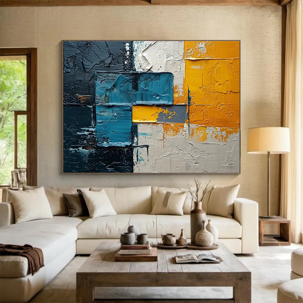 “Multi - color Geometric Layers” Abstract Painting On Canvas DKS276
