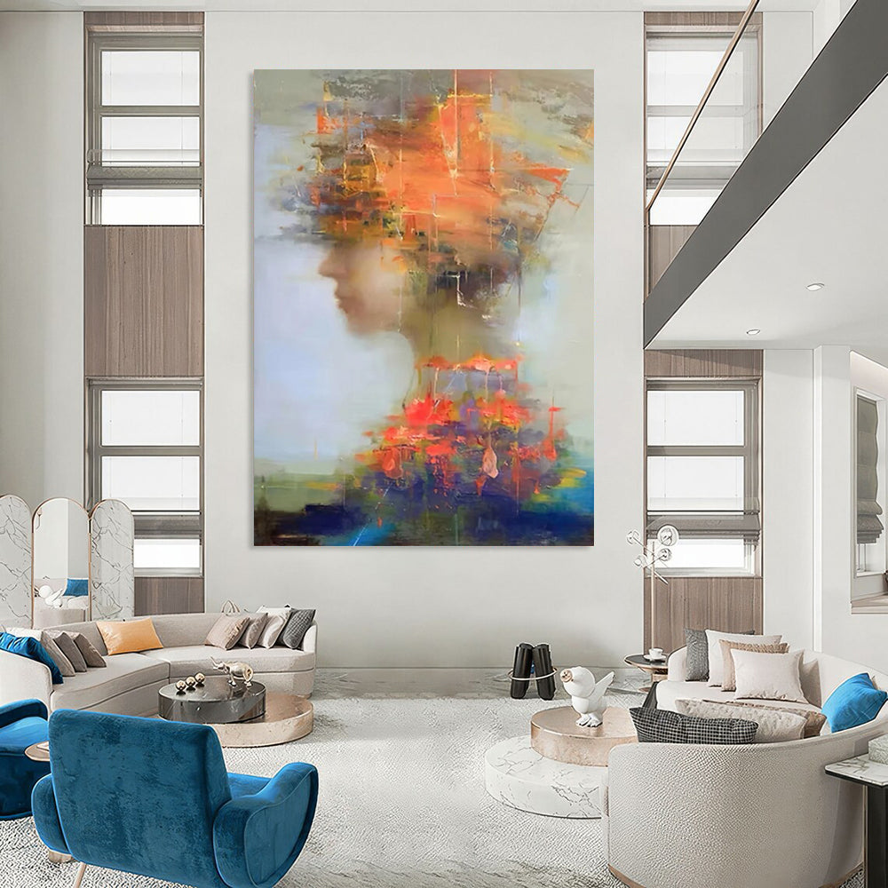 “Colorful Fragmented Portrait” - Vibrant Figurative Painting On Canvas DS318