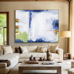 “Blue and Green Abstract Composition” - Abstract Painting on Canvas DKS573