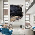 “Monochrome Depth” - Dark Gray & Light Beige Contrast Painting On Canvas DS202