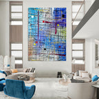 “Color - Streaked Abstract” - Abstract, Energetic - Styled Painting On Canvas PT1583
