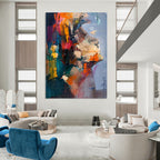 “Color - Blocked Abstract Portrait” - Expressive Abstract Painting On Canvas DS285