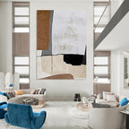 “Neutral Geometric Abstract” - Abstract, Structured Painting On Canvas PT1520