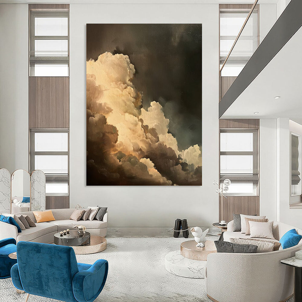 “Dark - Light Dramatic Clouds” - Romantic Sky Painting On Canvas DS014