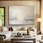 Subtle Beige and Gray Horizon - Minimalist Landscape Painting On Canvas DKS331