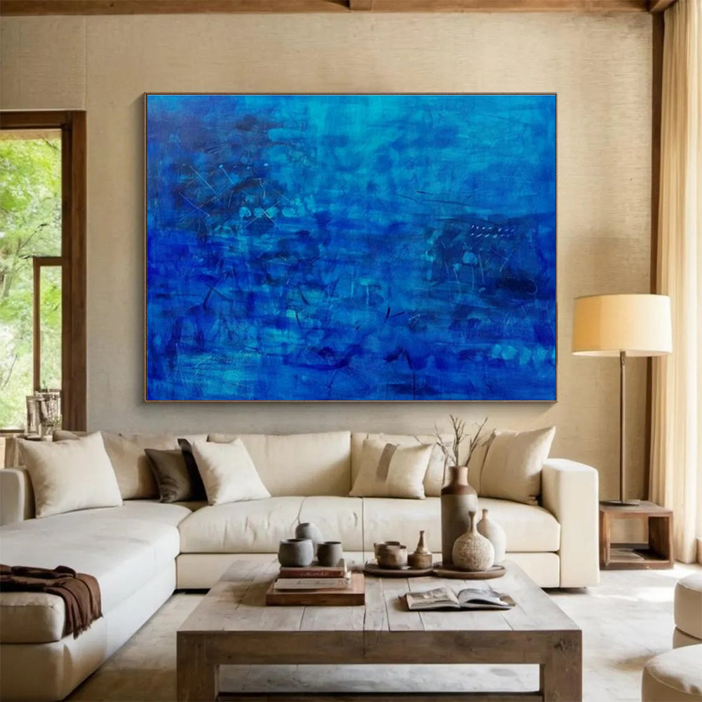 Deep Blue Abstract Painting On Canvas DKS072