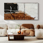 Brown, Black, White and Gold with Textured Layers "Rustic Elegance" Abstract Painting On Canvas PS1111