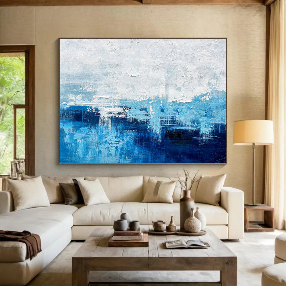 “Blue - White Abstract Seaside” Abstract Painting On Canvas DKS275