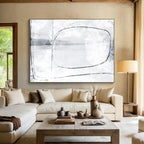 “Minimalist Black and White Line Abstract” - Delicate Abstract Painting On Canvas PT140