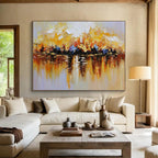 “Vibrant Lake Reflection” - Colorful Impressionistic Painting On Canvas PT1559