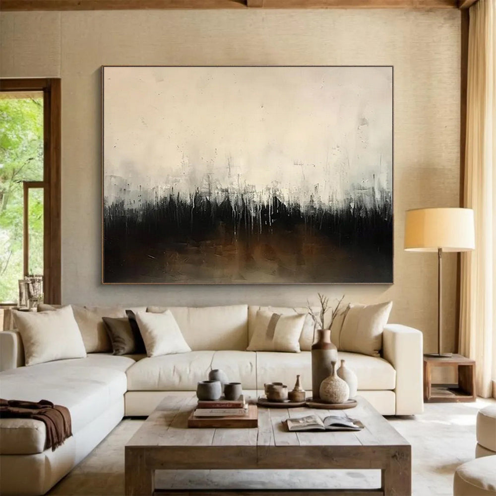 Dark & Light Abstract Horizon Painting On Canvas DKS048