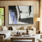 “Black, Gray, and Purple Abstract” - Abstract Ink Painting On Canvas DKS852