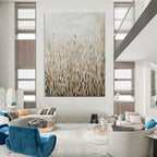 “Textured Neutral Grassland” - Abstract Landscape Painting On Canvas PT1889