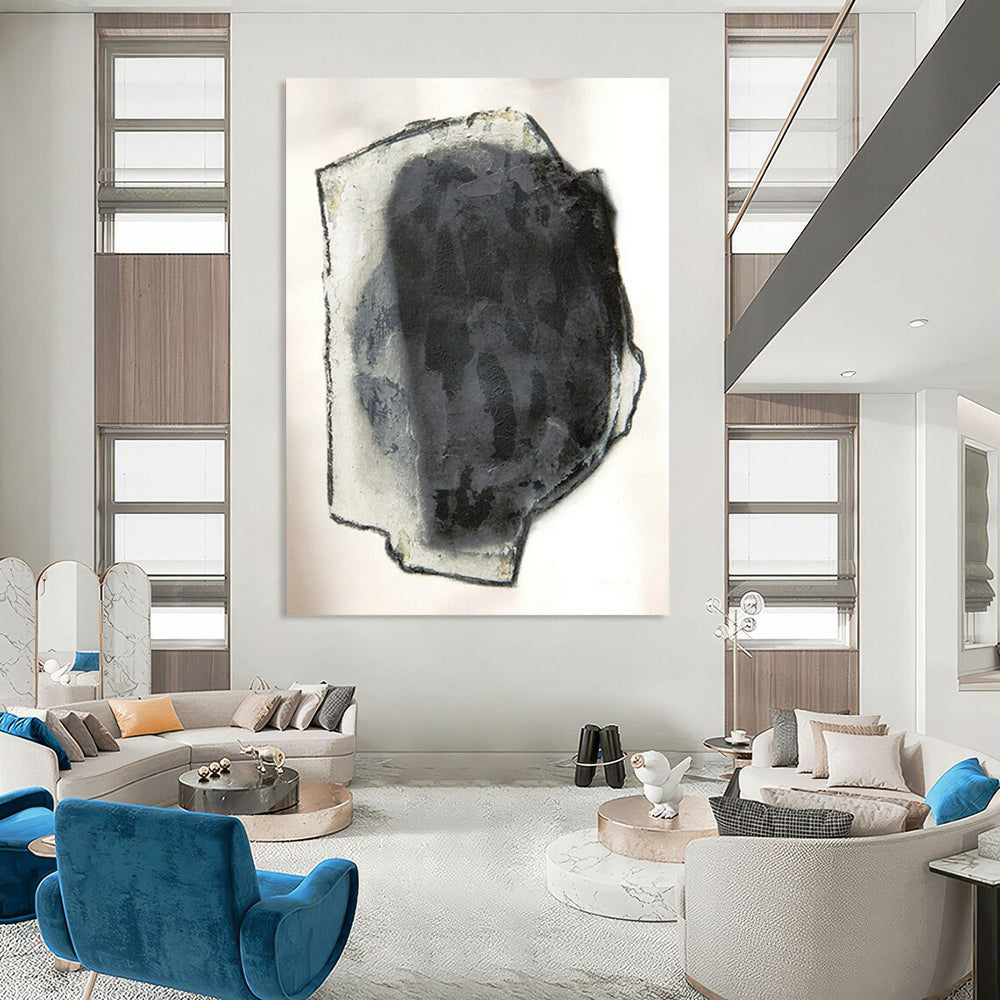 “Black and Gray Textured Abstract” - Abstract Minimalist Painting On Canvas PT2252
