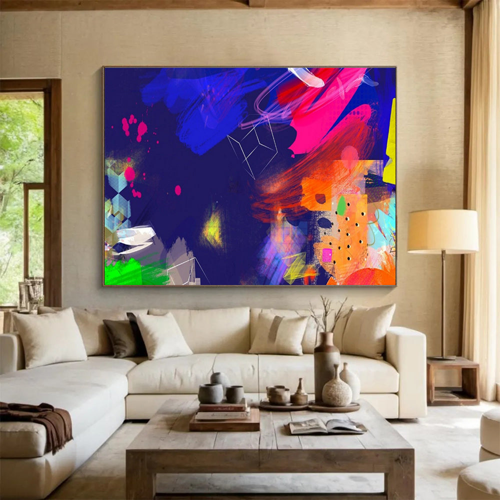 “Neon - Dark Abstract Explosion” Abstract Painting On Canvas DKS202