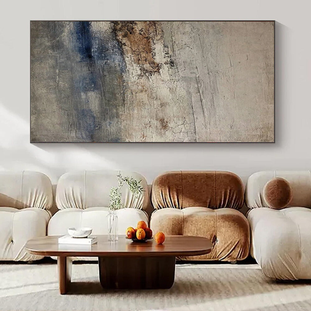 “Gray - Blue - Brown Textured Coastal” - Serene Abstract Painting On Canvas PS0129