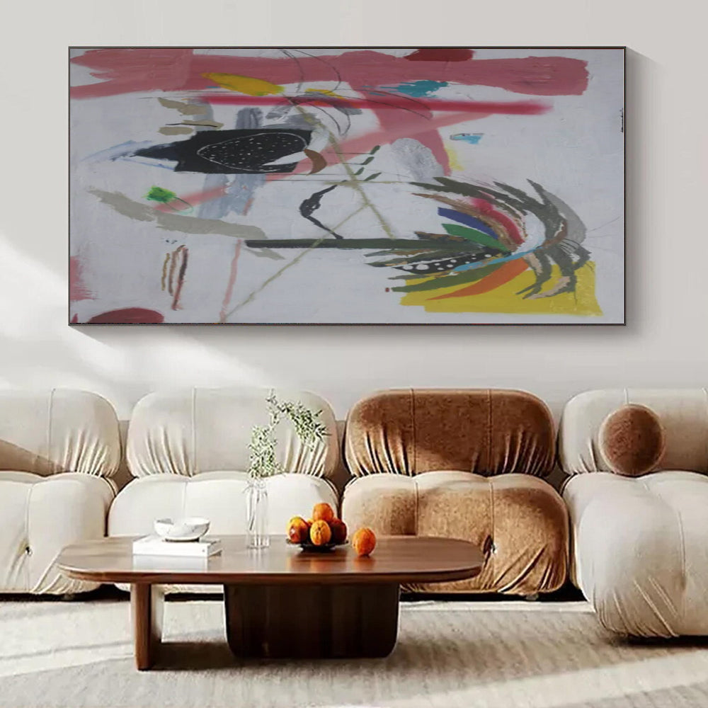 Colorful, Abstract Palm "Tropical Jazz" Abstract Painting On Canvas PS1411