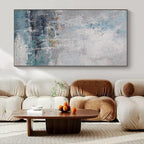 Blue, Gray and White with Textured Impressions "Coastal Haze" Abstract Landscape Painting On Canvas PS1108