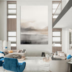 “Ethereal Gray - Beige Watercolor Mountains” - Watercolor Painting On Canvas PT2060