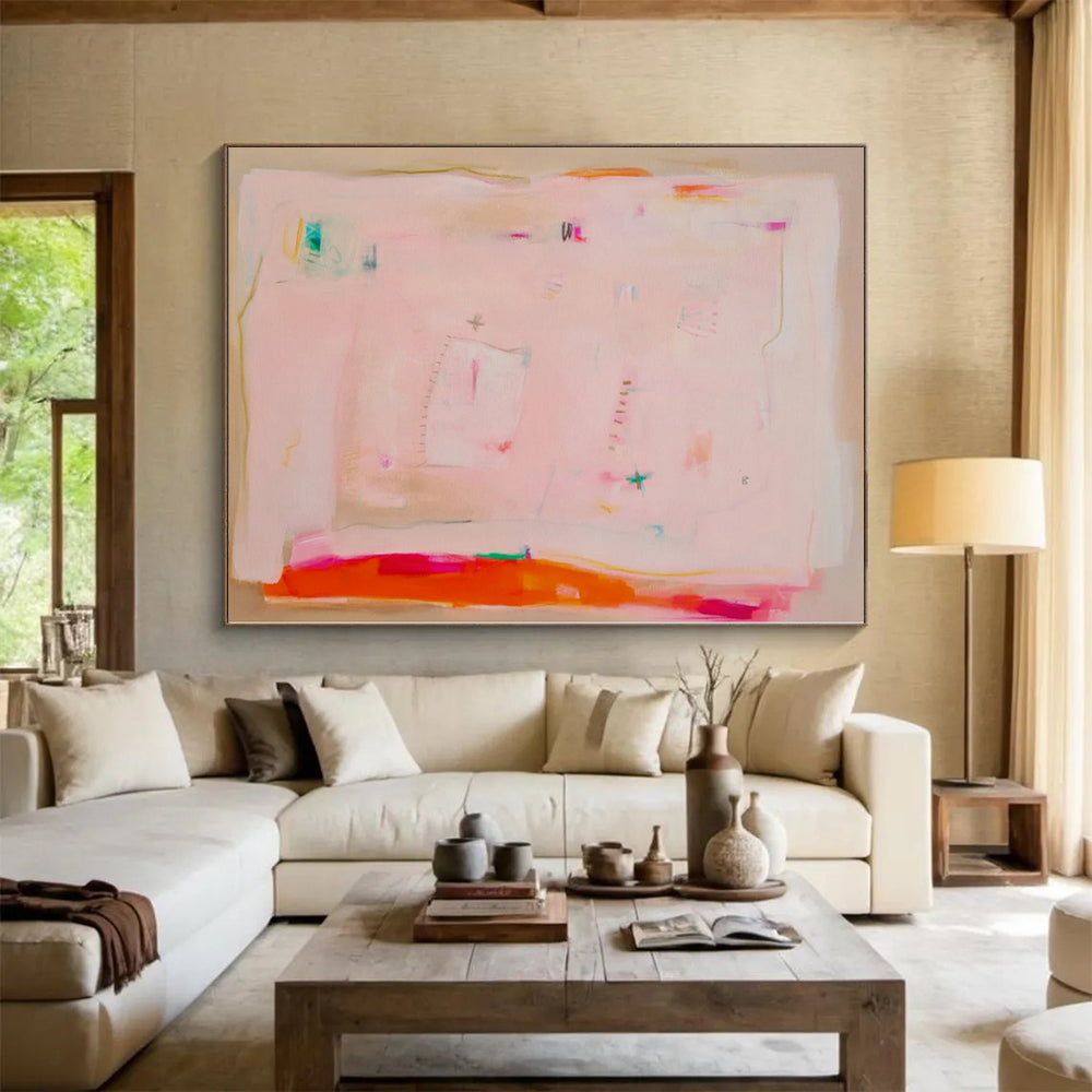 “Pastel Pink Abstract” - Soft Abstract Painting On Canvas PS0078