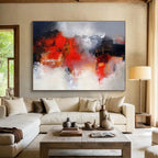 “Fiery Abstract Forms” - Intense Abstract Painting On Canvas DKS430
