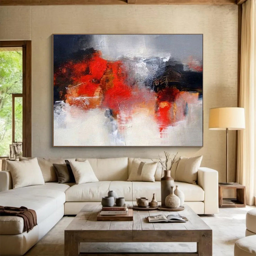 “Fiery Abstract Forms” - Intense Abstract Painting On Canvas DKS430