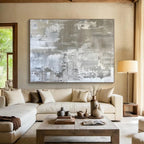 Gray & White Textured Abstract "Concrete Serenity" Painting On Canvas PS0852