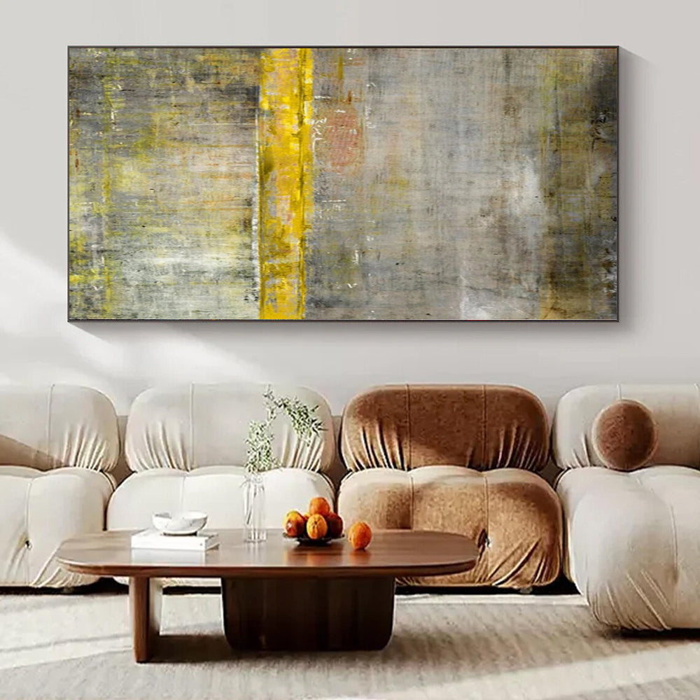 “Gray - Yellow Urban Divide” - Industrial Abstract Art On Canvas PS0203