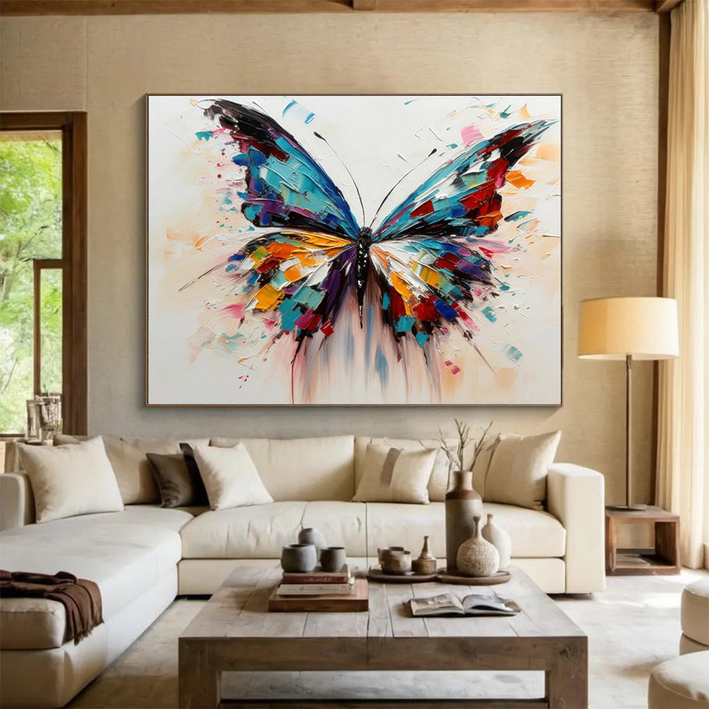 “Colorful Butterfly Wings” - Impasto Insect Painting On Canvas PT054