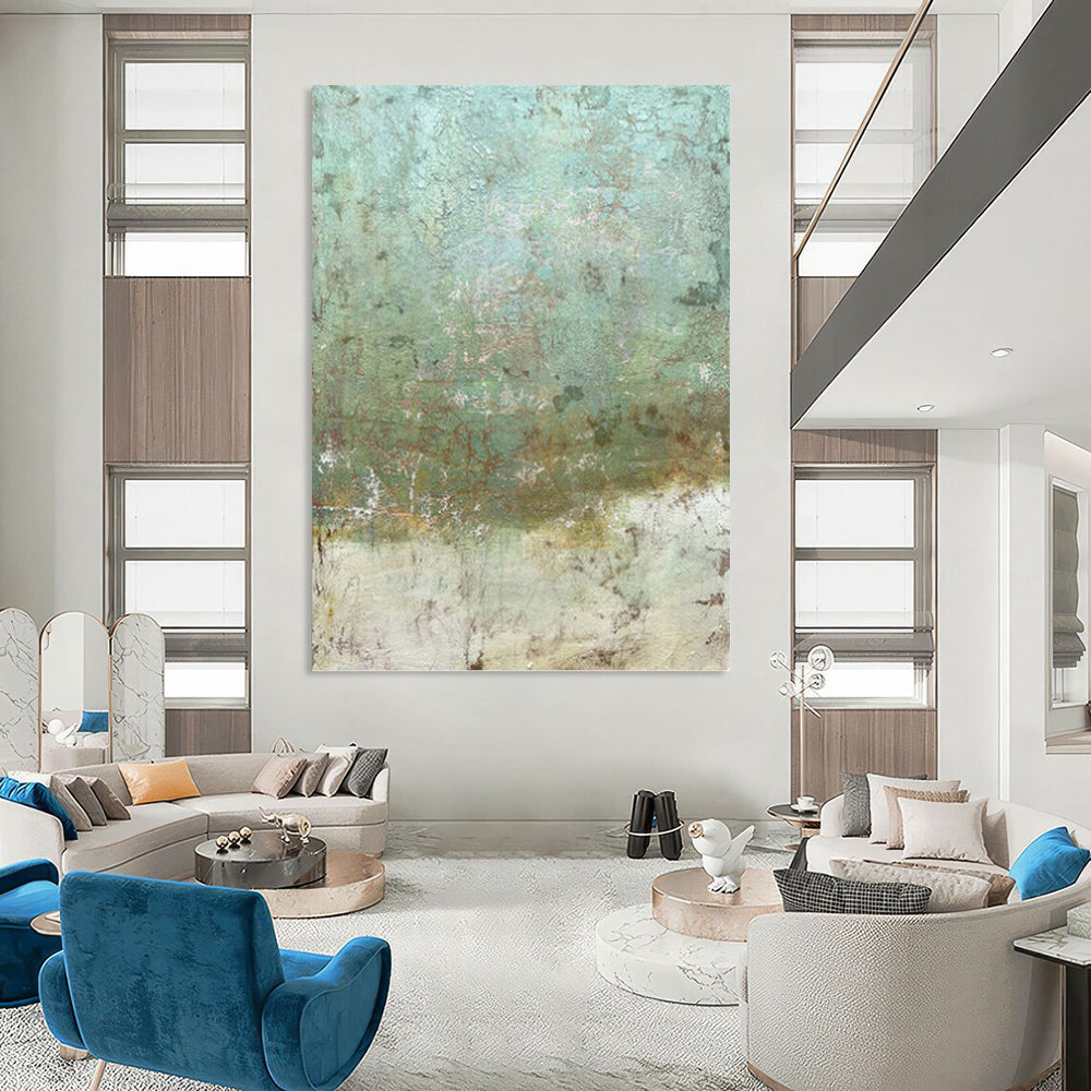 “Teal & Rust Abstract Texture” - Textured, Nature - Inspired Painting On Canvas PT1472