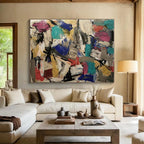 “Vibrant Color Blocks Abstract” - Multicolor Abstract Expressionist Painting On Canvas PS0727