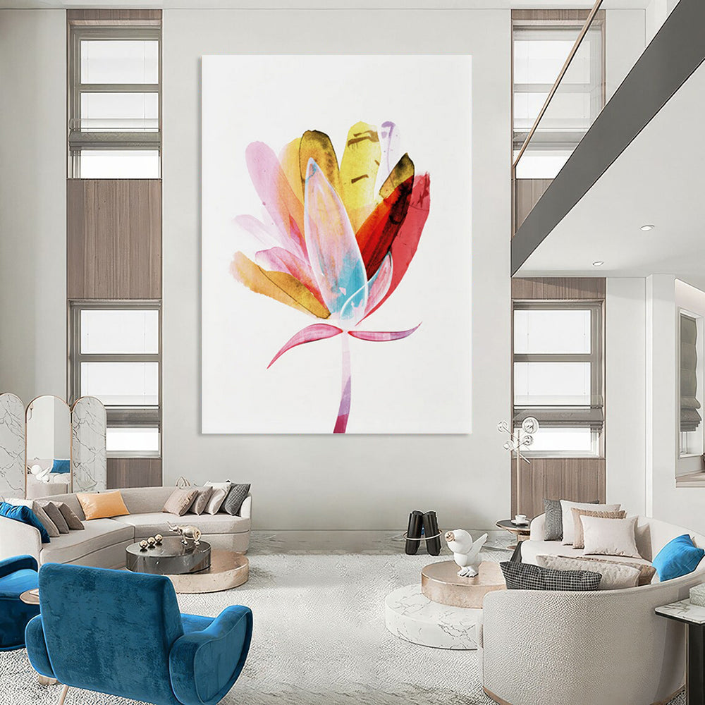 “Colorful Watercolor Flower” - Vibrant Hues with Fluid Petals Painting On Canvas DS215