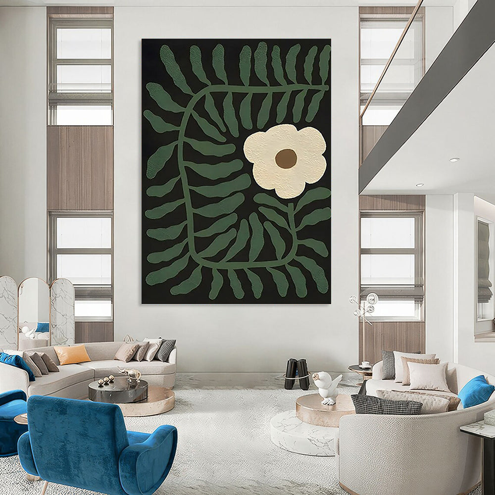 “Green - Black Floral Abstract” - Nature - Inspired Abstract Painting On Canvas PT1115