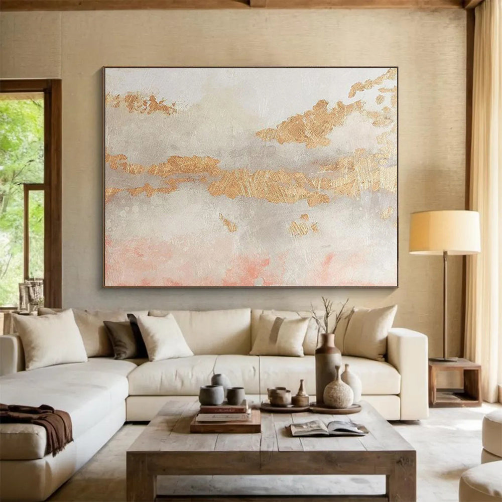 “Gilded Pastel Abstract” - Luxe Abstract Painting On Canvas DKS440