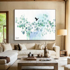 “Eucalyptus And Bird Silhouette” - Watercolor Painting On Paper DKS539