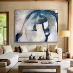 “Blue - Gold - White Abstract Flowing Shapes” - Graceful Abstract Painting On Canvas PS0312