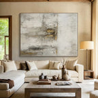 “Grey - Gold Abstract Textured Walls” - Tactile Abstract Painting On Canvas PS0356
