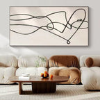Black and White with Continuous Line Figure "Fluid Form" Abstract Painting On Canvas PS1148