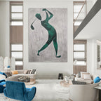 “Green Golf Player Silhouette” - Abstract, Sporty - Themed Painting On Canvas PT1561