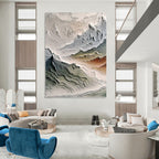 “Multi - colored Textured Mountain Abstract” - Landscape - inspired Relief Painting On Canvas PT0981
