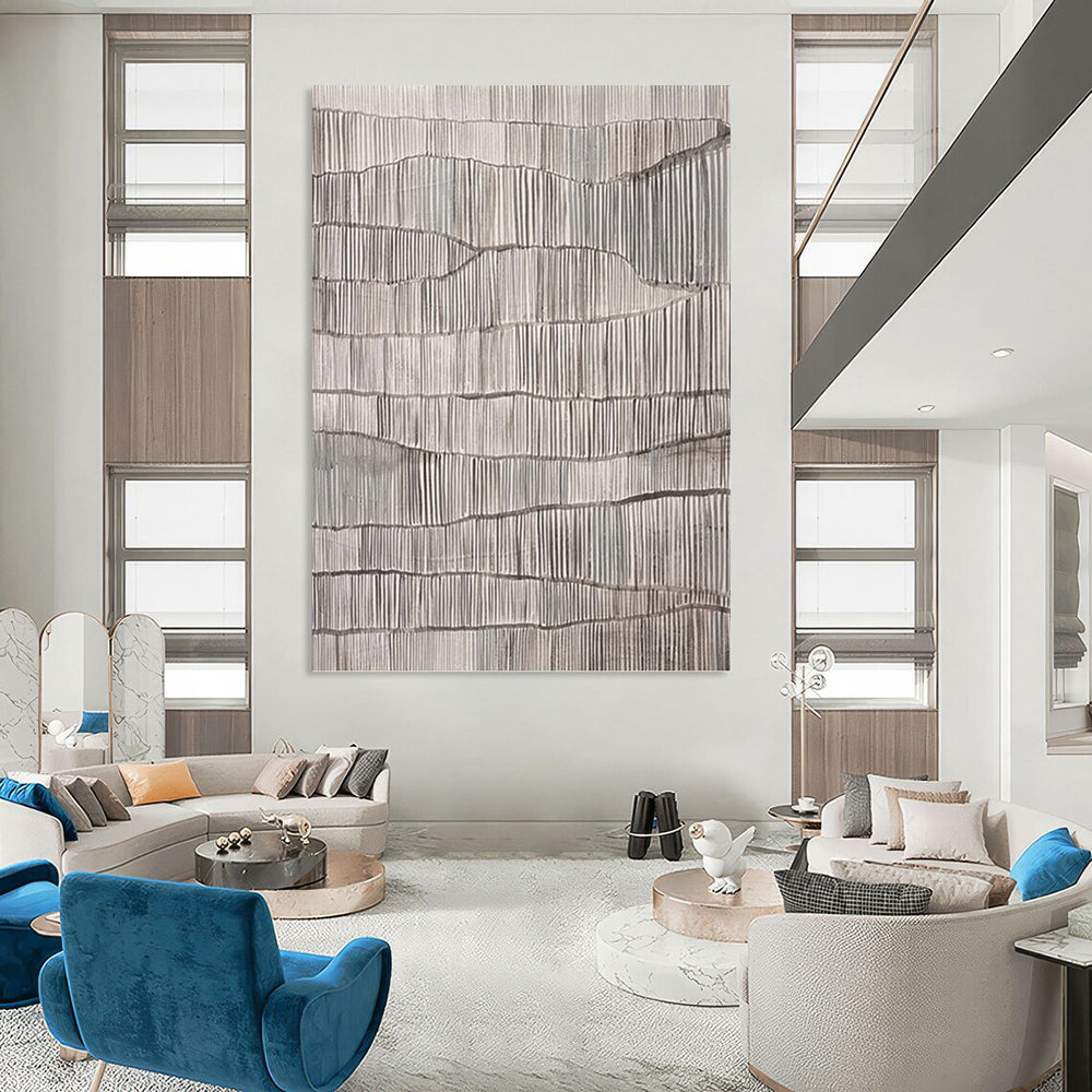 “Grey Textured Ripples” - Minimalist Abstract Painting On Canvas PT1034